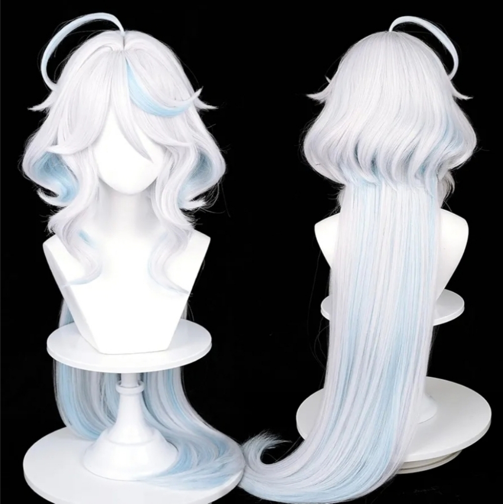 Elegant Silver and Blue Women's Wig